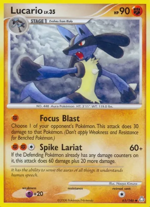 Carte Pokémon Lucario 061/146, extension Éveil des Légendes