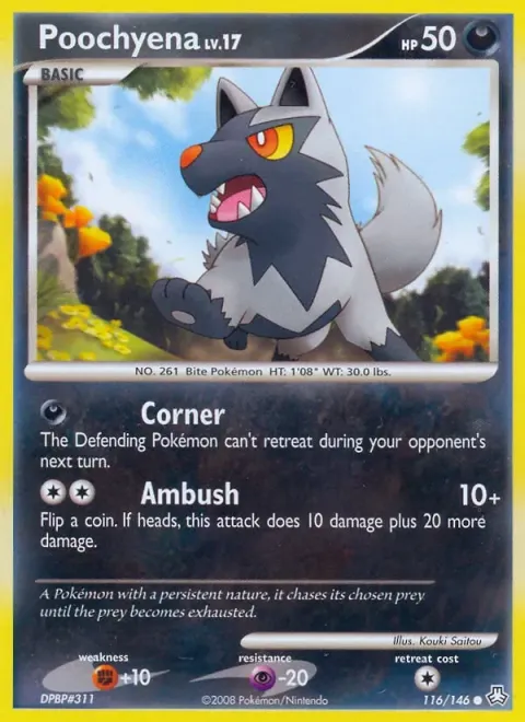 Carte Pokémon Medhyena 116/146, extension Éveil des Légendes