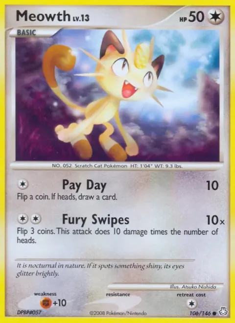 Carte Pokémon Miaouss 106/146, extension Éveil des Légendes