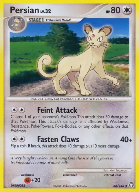 Carte Pokémon Persian 068/146, extension Éveil des Légendes