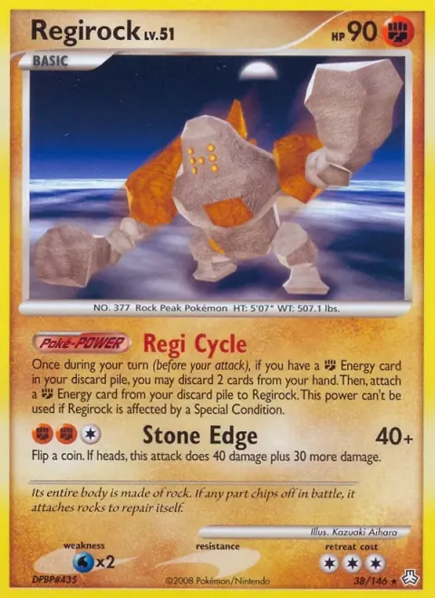 Carte Pokémon Regirock 038/146, extension Éveil des Légendes