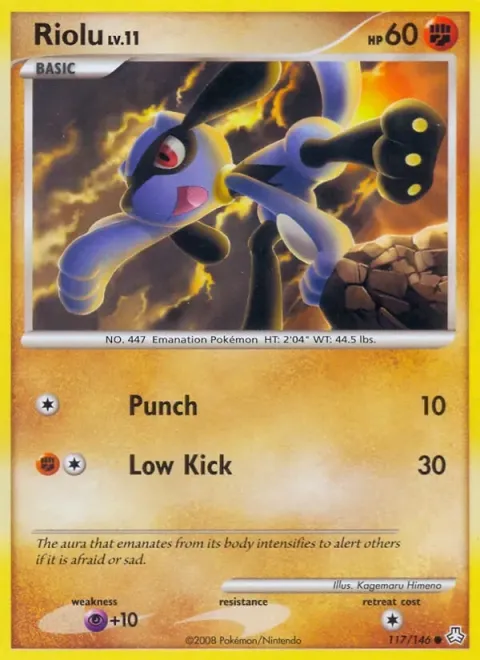 Carte Pokémon Riolu 117/146, extension Éveil des Légendes