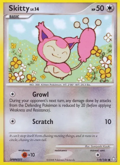 Carte Pokémon Skitty 119/146, extension Éveil des Légendes