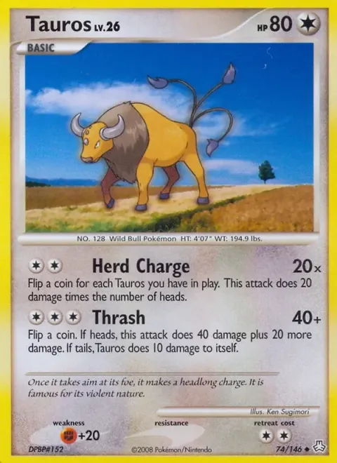 Carte Pokémon Tauros 074/146, extension Éveil des Légendes