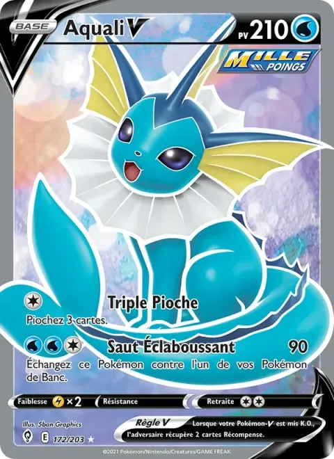 Carte Pokémon Aquali V 172/203, extension Évolution Céleste