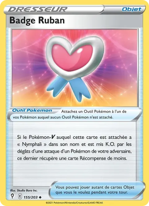 Carte Pokémon Badge Ruban 155/203, extension Évolution Céleste