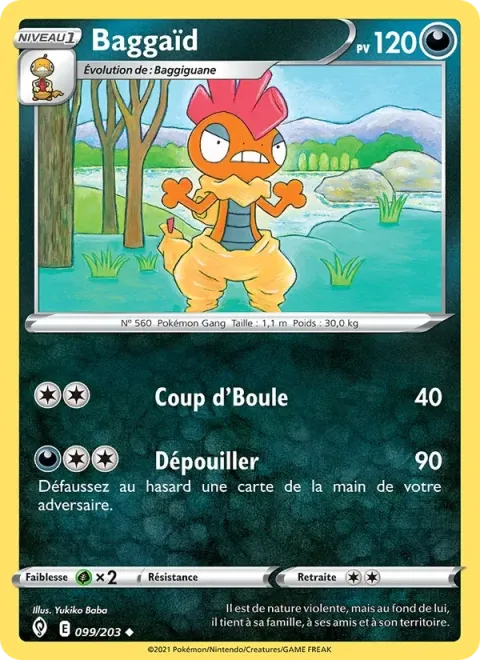 Carte Pokémon Baggaïd 099/203, extension Évolution Céleste
