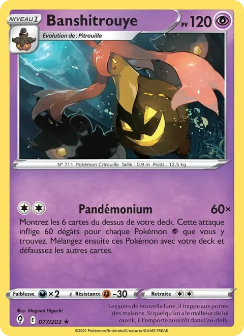 Carte Pokémon Banshitrouye 077/203, extension Évolution Céleste