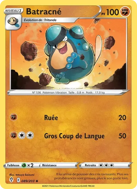 Carte Pokémon Batracné 089/203, extension Évolution Céleste