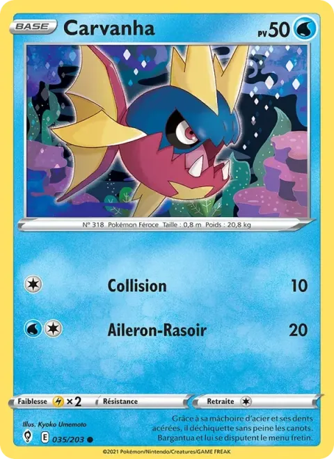 Carte Pokémon Carvanha 035/203, extension Évolution Céleste