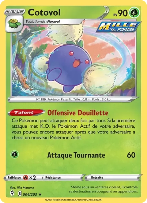Carte Pokémon Cotovol 004/203, extension Évolution Céleste