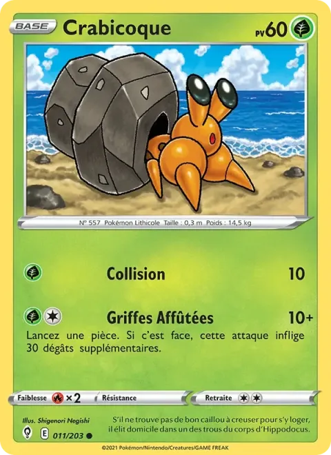 Carte Pokémon Crabicoque 011/203, extension Évolution Céleste