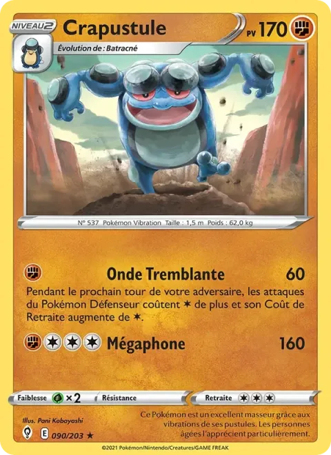 Carte Pokémon Crapustule 090/203, extension Évolution Céleste