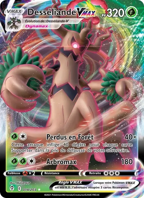 Carte Pokémon Desséliande VMAX 014/203, extension Évolution Céleste