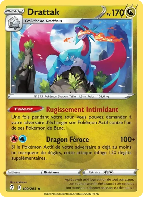 Carte Pokémon Drattak 109/203, extension Évolution Céleste