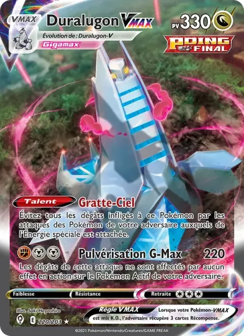 Carte Pokémon Duralugon VMAX 220/203, extension Évolution Céleste
