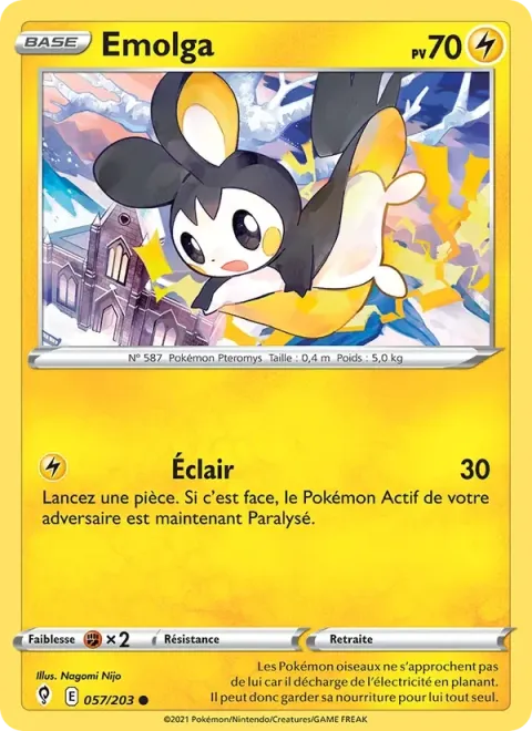 Carte Pokémon Emolga 057/203, extension Évolution Céleste