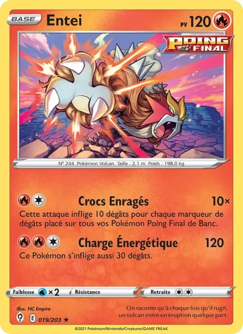 Carte Pokémon Entei 019/203, extension Évolution Céleste
