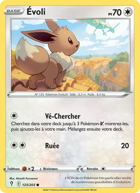 Carte Pokémon Évoli 125/203, extension Évolution Céleste