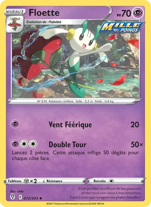 Carte Pokémon Floette 072/203, extension Évolution Céleste