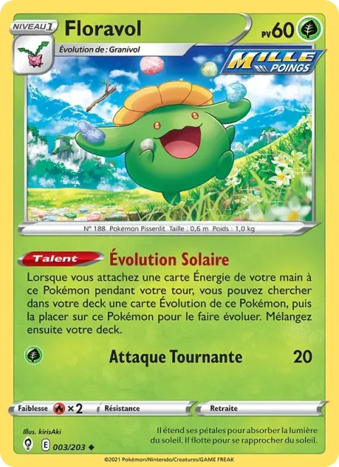 Carte Pokémon Floravol 003/203, extension Évolution Céleste