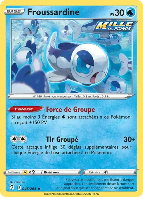 Carte Pokémon Froussardine 046/203, extension Évolution Céleste
