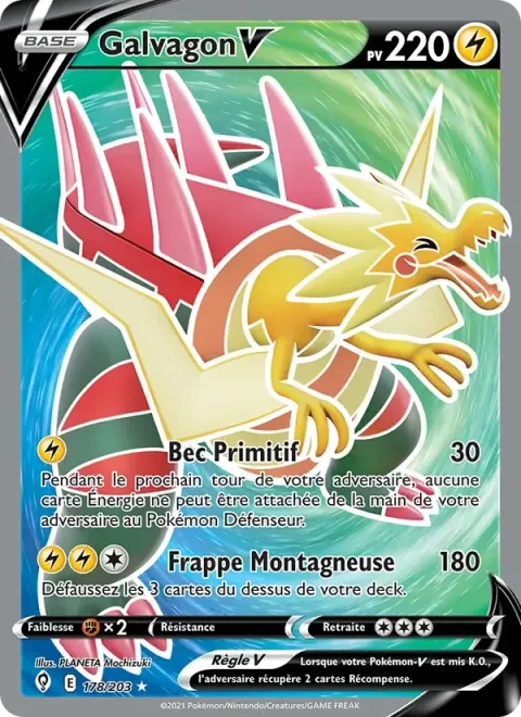 Carte Pokémon Galvagon V 178/203, extension Évolution Céleste