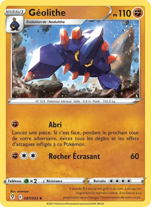 Carte Pokémon Géolithe 087/203, extension Évolution Céleste
