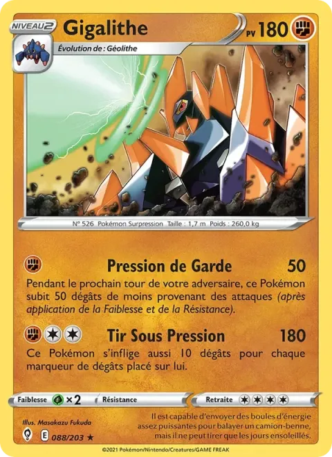 Carte Pokémon Gigalithe 088/203, extension Évolution Céleste