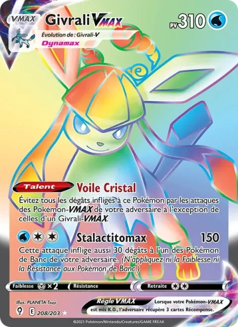Carte Pokémon Givrali VMAX 208/203, extension Évolution Céleste