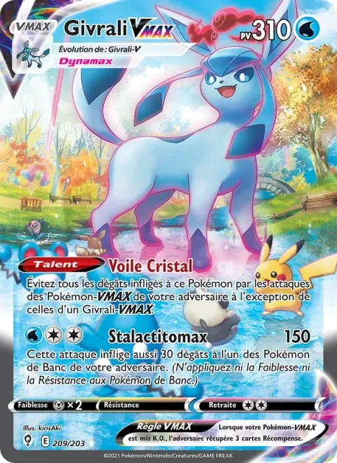 Carte Pokémon Givrali VMAX 209/203, extension Évolution Céleste