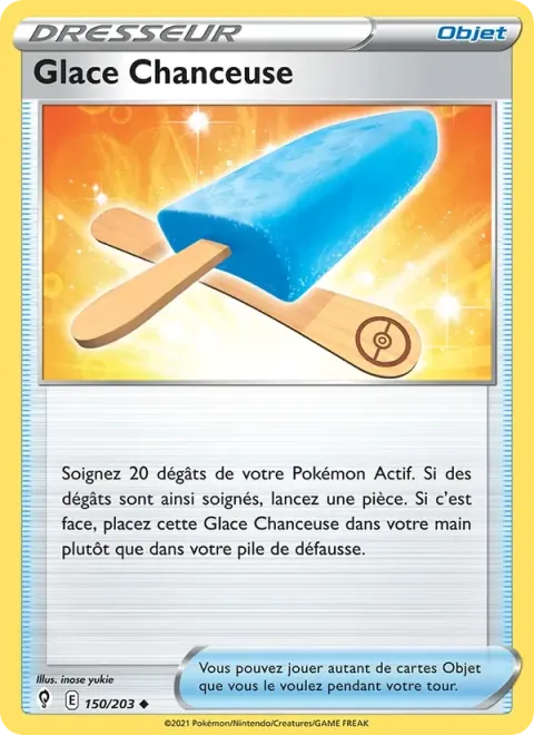 Carte Pokémon Glace Chanceuse 150/203, extension Évolution Céleste