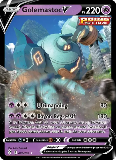 Carte Pokémon Golemastoc V 070/203, extension Évolution Céleste