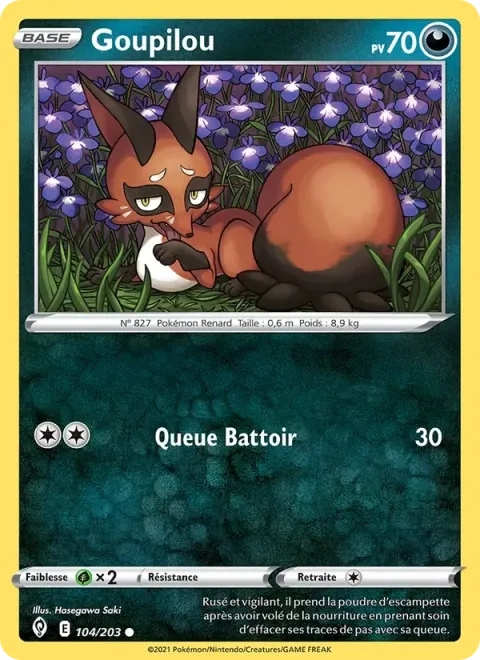 Carte Pokémon Goupilou 104/203, extension Évolution Céleste