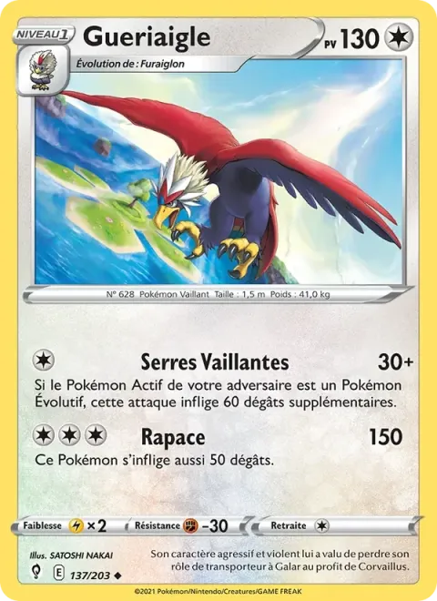 Carte Pokémon Gueriaigle 137/203, extension Évolution Céleste