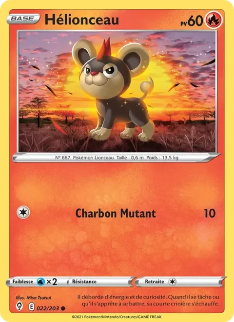 Carte Pokémon Hélionceau 022/203, extension Évolution Céleste