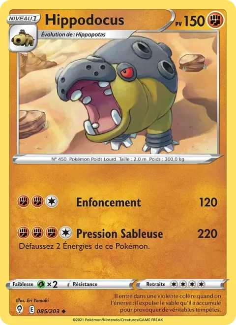 Carte Pokémon Hippodocus 085/203, extension Évolution Céleste