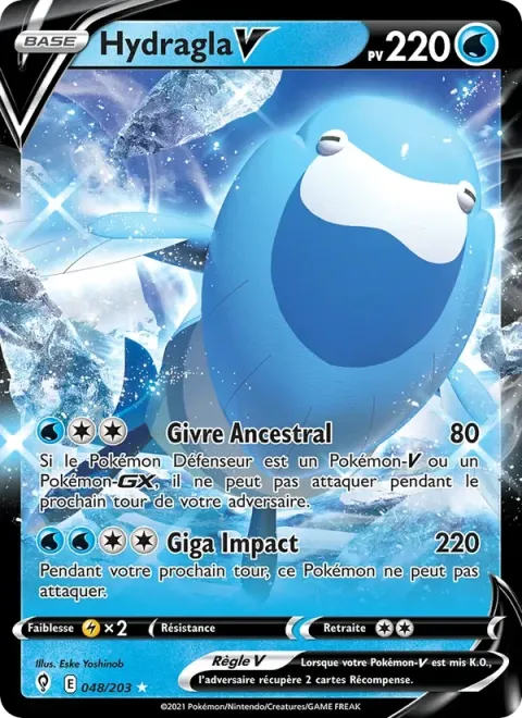 Carte Pokémon Hydragla V 048/203, extension Évolution Céleste