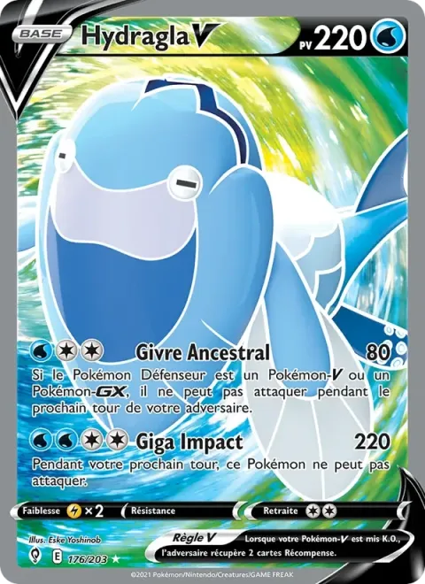 Carte Pokémon Hydragla V 176/203, extension Évolution Céleste