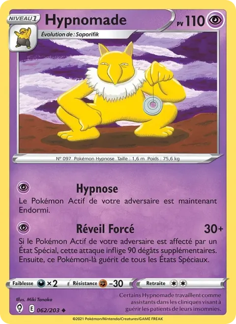 Carte Pokémon Hypnomade 062/203, extension Évolution Céleste