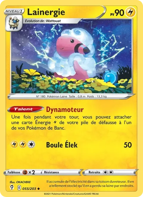 Carte Pokémon Lainergie 055/203, extension Évolution Céleste