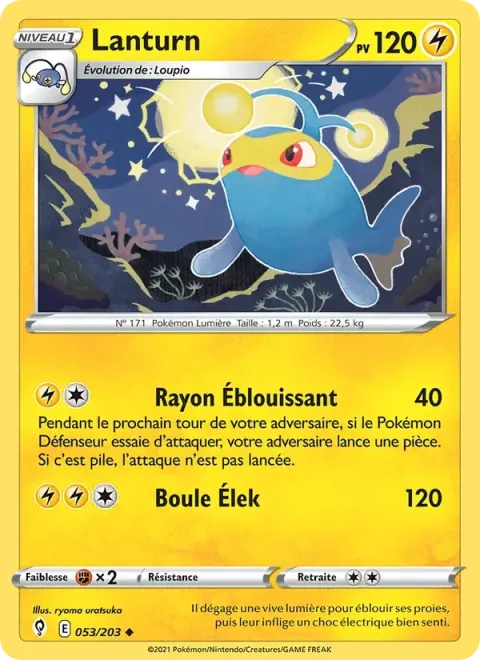 Carte Pokémon Lanturn 053/203, extension Évolution Céleste