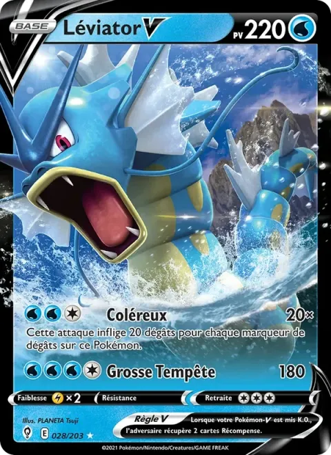 Carte Pokémon Léviator V 028/203, extension Évolution Céleste