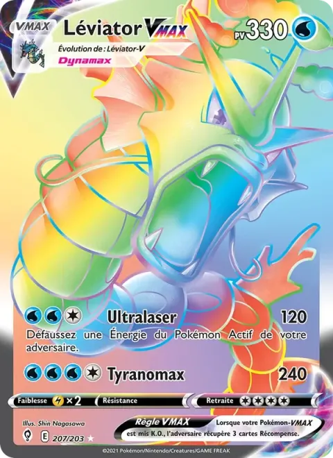 Carte Pokémon Léviator VMAX 207/203, extension Évolution Céleste