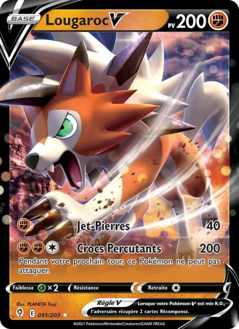 Carte Pokémon Lougaroc V 091/203, extension Évolution Céleste