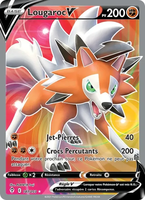 Carte Pokémon Lougaroc V 187/203, extension Évolution Céleste