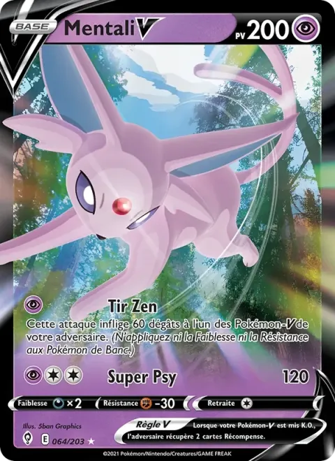 Carte Pokémon Mentali V 064/203, extension Évolution Céleste