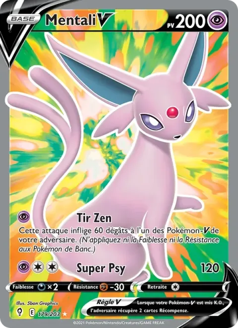 Carte Pokémon Mentali V 179/203, extension Évolution Céleste