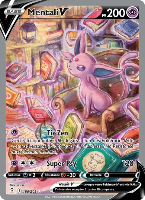 Carte Pokémon Mentali V 180/203, extension Évolution Céleste