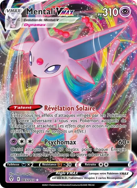 Carte Pokémon Mentali VMAX 065/203, extension Évolution Céleste